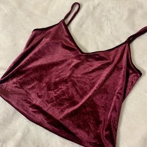 Burgundy velvet crop top